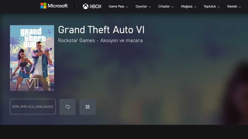 GTA VI XBOX sayfası açıldı. Anlık olarak istek listesine eklenilebilir durumda.