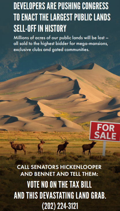 LaikenJordahl's tweet photo. Breaking: We're running full-page ads in Mike Lee's home state of Utah &amp; neighboring Colorado slamming his disgraceful attempt to liquidate our cherished public lands. We won't let Lee &amp; his developer buddies turn our public lands into private playgrounds for billionaires. https://t.co/28J0o5B4ZS