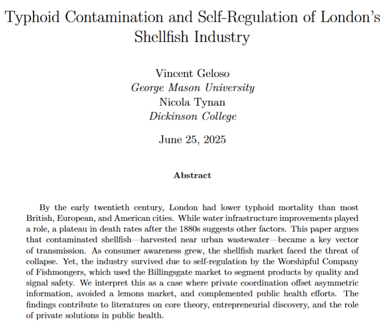Paper I am finishing today on how markets can provide regulations in unexpected ways.