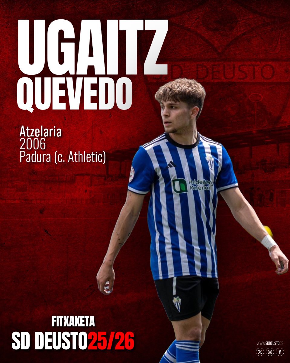 📣 Ugaitz Quevedo, fitxaketa berria!

2006ko jokalaria eta Athletic Clubeko harrobian hazitakoa, gurekin izango da datorren denboraldian.
Ongi etorri Deustura, Ugaitz!

#EgurreDeustu 🍅🍅🍅
