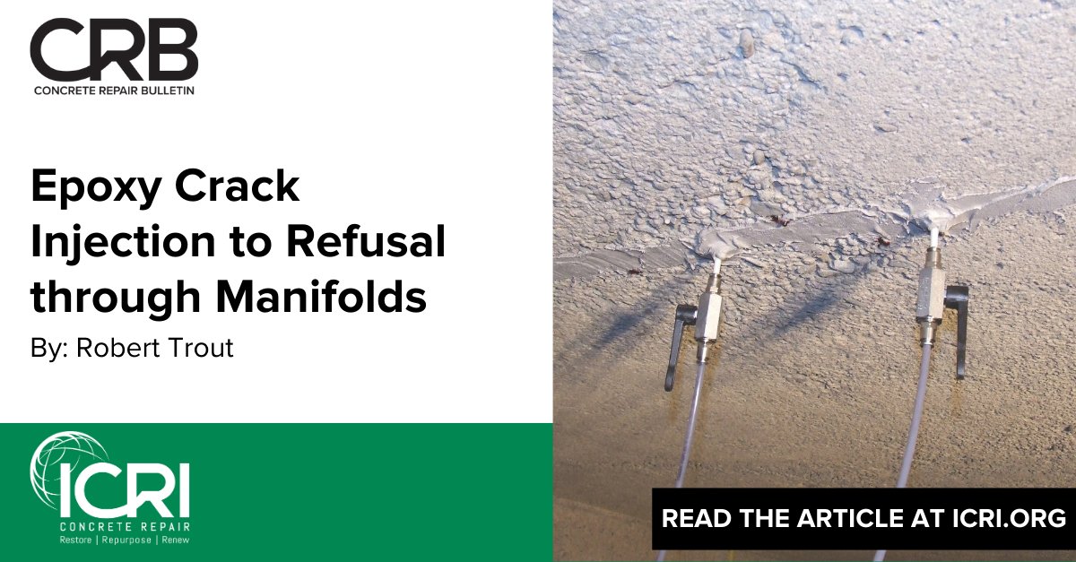 You may be familiar with epoxy injection of cracks in concrete, but are you aware of the proper method of porting and injecting the crack?

Read the CRB article 'Epoxy Crack Injection to Refusal Through Manifolds' to learn more about this method: lsc-pagepro.mydigitalpublication.com/publication/?i…