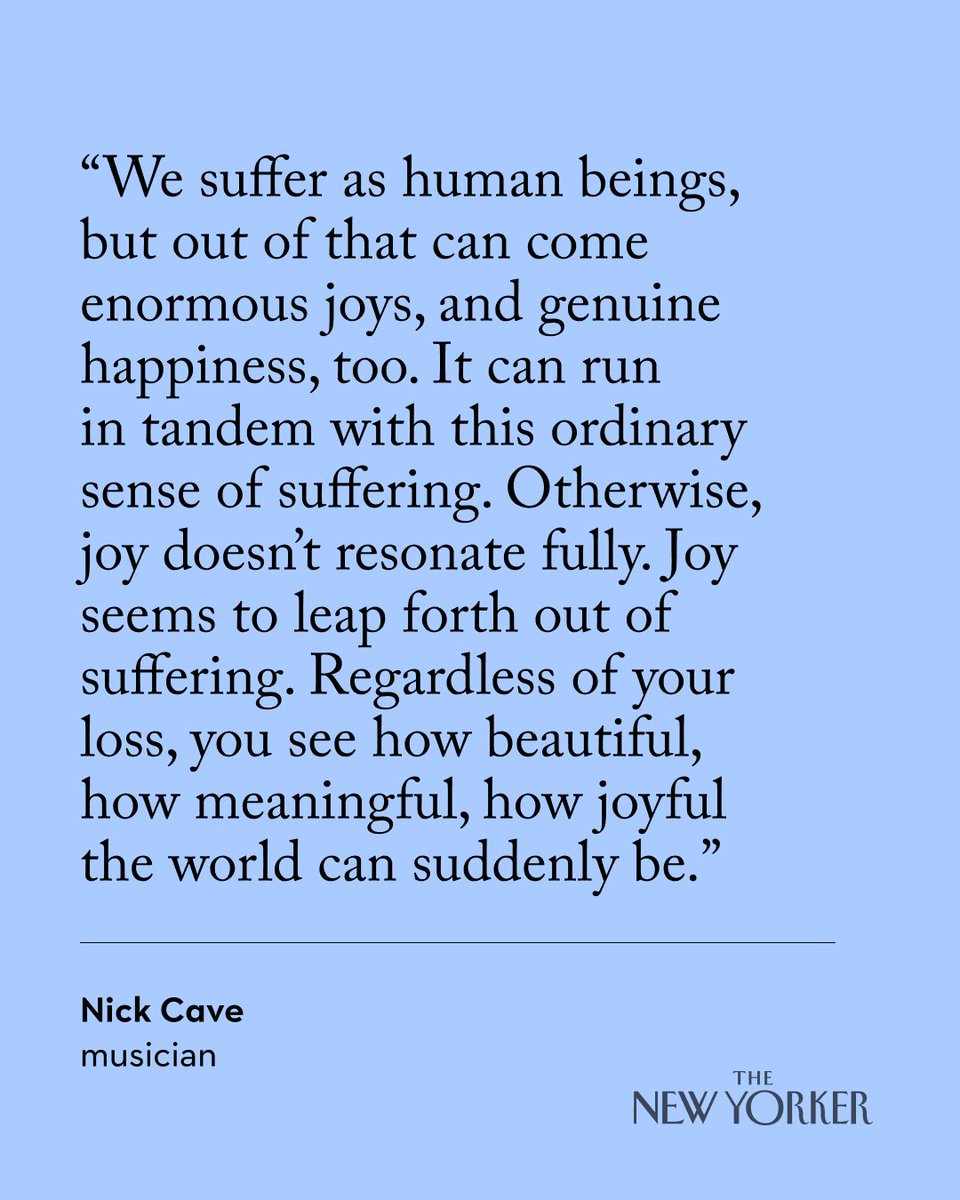 As we grow older, “loss becomes the primary condition of living,” Nick Cave says. “That doesn’t mean you’re in a hopeless, grief-stricken state all the time; it just means that you carry a deeper understanding of what it is to be human.” newyorkermag.visitlink.me/EE5RnO