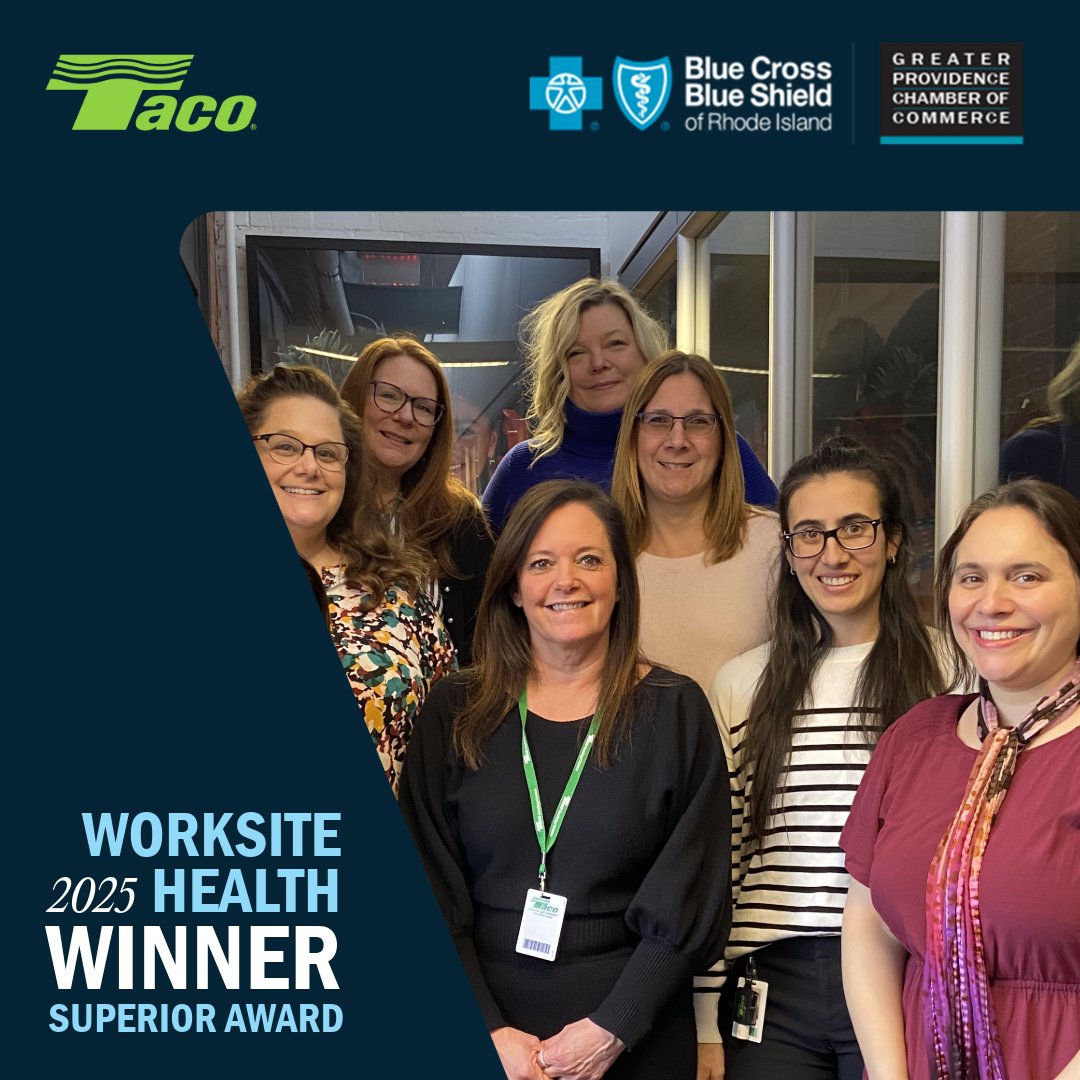 Taco, Inc. (@tacocomfort) on Twitter photo Proud to be named a 2025 Worksite Health Award Winner by <a href="/BCBSRI/">Blue Cross & Blue Shield of Rhode Island</a> & the <a href="/Provchamber/">Providence Chamber</a>!
Taco received the Superior Award for our employee wellness effortsโshaping a stronger, healthier workplace here in RI.
Join us 7/17 at Crowne Plaza Warwick #TacoWellness #OurPeopleOurCulture Proud to be named a 2025 Worksite Health Award Winner by <a href="/BCBSRI/">Blue Cross & Blue Shield of Rhode Island</a> & the <a href="/Provchamber/">Providence Chamber</a>!
Taco received the Superior Award for our employee wellness effortsโshaping a stronger, healthier workplace here in RI.
Join us 7/17 at Crowne Plaza Warwick #TacoWellness #OurPeopleOurCulture