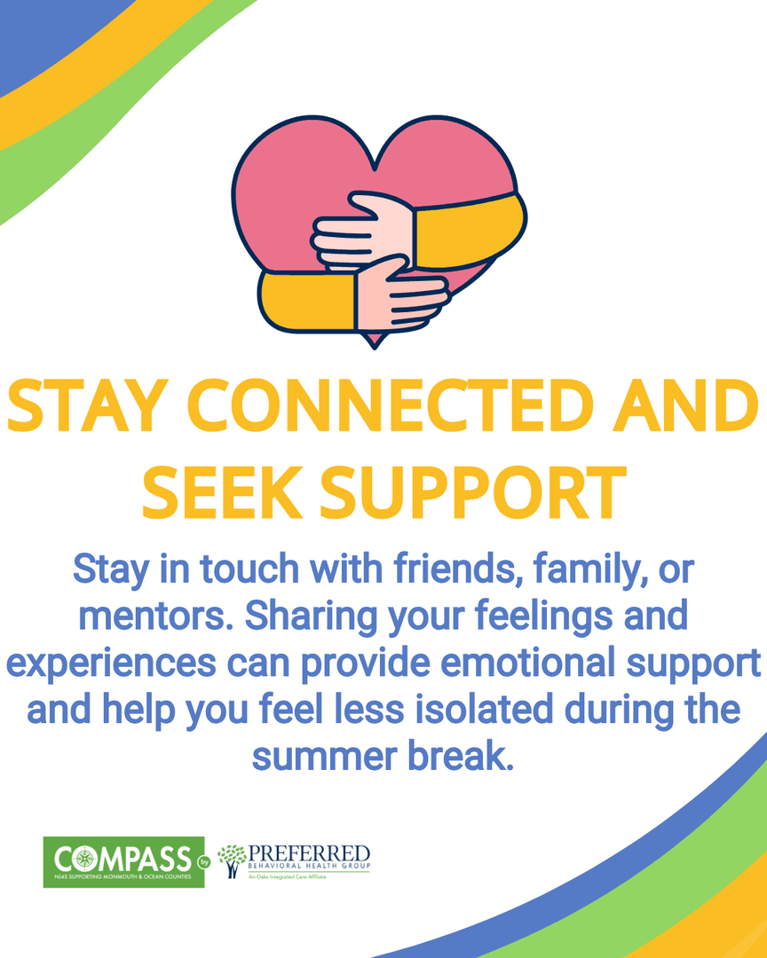 🌞 Summer break is officially here! Here are 3 tips to keep you grounded this summer.

1️⃣ Prioritize self-care &amp; relaxation—do what makes you happy!
2️⃣ Keep a balanced routine with sleep, good food, &amp; activities.
3️⃣ Stay connected—reach out to friends &amp; family for support.