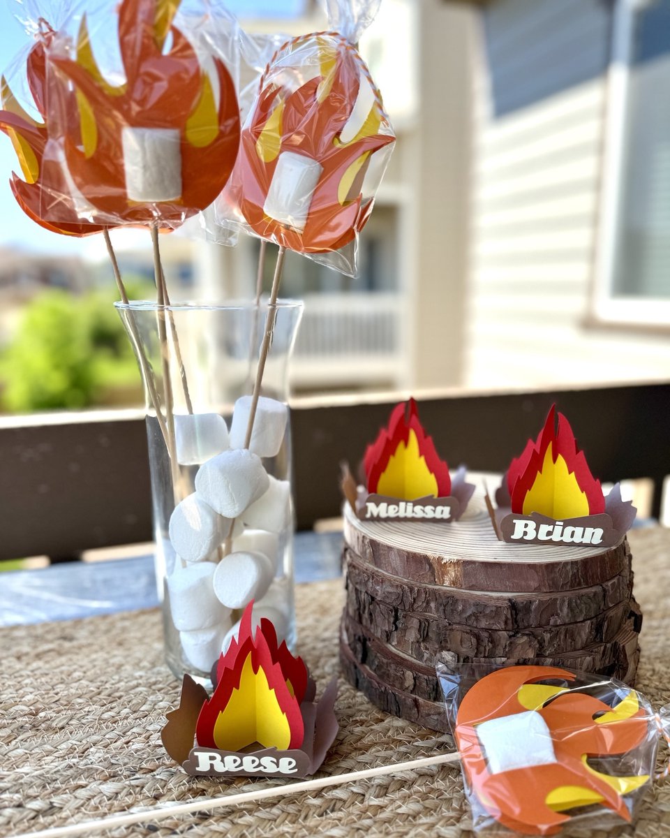 CardstockWH's tweet photo. Ready for some summer camp fun? Here's a little preview of a new party theme from @diy_melissa! Stop by tomorrow to see the full set-up, along with tutorial and Cricut files! #staytuned https://t.co/8Q6rOezGPB