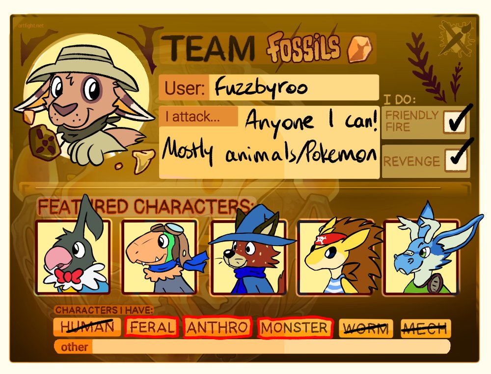 Fuzzbyroo's tweet image. I'm on Team Fossil this year! Feel free to attack me!
artfight.net/~Fuzzbyroo
#artfight #teamseafoam