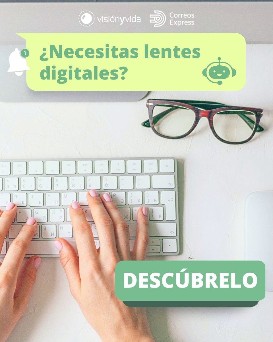 Visión y Vida (@a_visionyvida) on Twitter photo ¿Sientes que tus ojos se cansan al trabajar frente a pantallas? Puede que necesites lentes digitales👓
Haz el test del #FórumDeGafas y descúbrelo👇
f.mtr.cool/adiahbxoym
Si tienes dudas, acude a tu óptico-optometrista👩⚕️
<a href="/CorreosExpress/">Correos Express</a>
#LentesDigitales #VisiónyVida ¿Sientes que tus ojos se cansan al trabajar frente a pantallas? Puede que necesites lentes digitales👓
Haz el test del #FórumDeGafas y descúbrelo👇
f.mtr.cool/adiahbxoym
Si tienes dudas, acude a tu óptico-optometrista👩⚕️
<a href="/CorreosExpress/">Correos Express</a>
#LentesDigitales #VisiónyVida