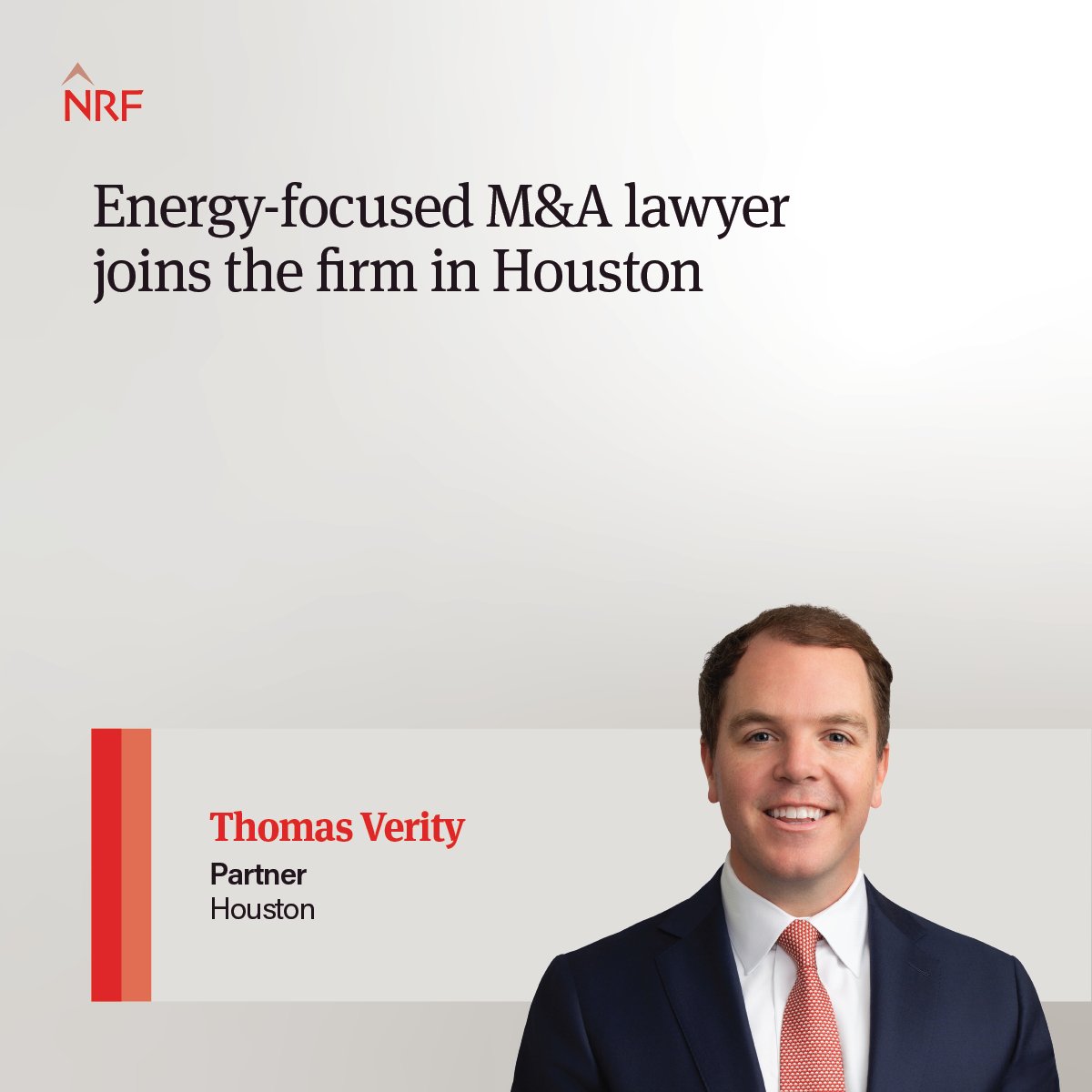 We are pleased to welcome energy-focused corporate, M&amp;A and securities partner Thomas Verity to our Houston office. Thomas offers proven energy and infrastructure sector experience to our clients in Houston and globally. ow.ly/2Ae850Wg5Uz