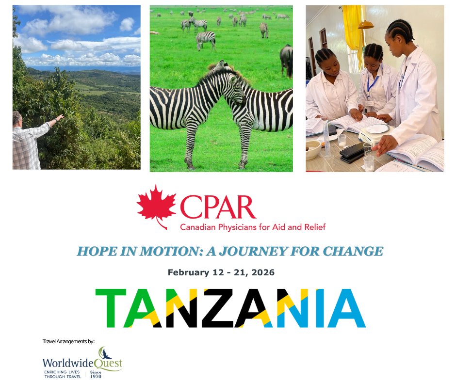 We’re going on a donor journey to Tanzania and we want you to come with us.

🗓️Dates: Feb 12 - 21, 2026
💬What: A safari-meets-impact experience that will change how you see the world and CPAR's programs.

📩Visit cpar.ca or message us today to register your spot!