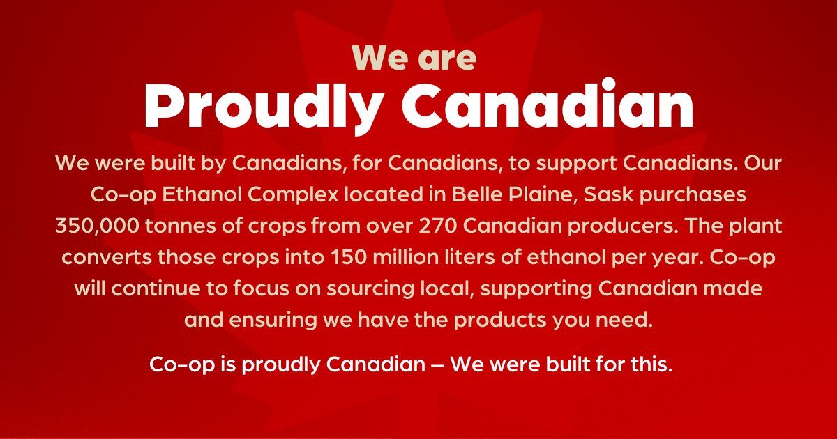 Our Co-op Ethanol Complex located in Belle Plaine, Sask purchases 350,000 tonnes of crops from over 270 Canadian producers. #ProudlyCanadian