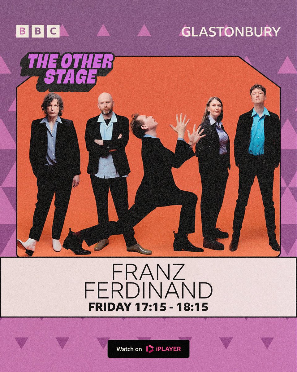 Franz Ferdinand (@franz_ferdinand) on Twitter photo We're very excited to be heading to <a href="/glastonbury/">Glastonbury Festival</a> on Thursday. We last performed at Glastonbury in 2009, so we are really looking forward to it. We will see you on The Other Stage at 17:15 on Friday. We're very excited to be heading to <a href="/glastonbury/">Glastonbury Festival</a> on Thursday. We last performed at Glastonbury in 2009, so we are really looking forward to it. We will see you on The Other Stage at 17:15 on Friday.
