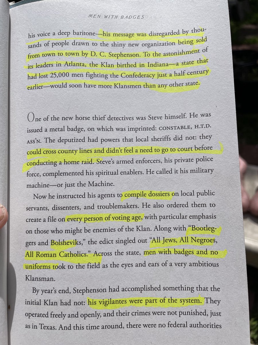 <a href="/DHSgov/">Homeland Security</a> These raids by armed ICE/HSI Agents appear similar to incidents in the 1920s, when members of the Klan were deputized by a law enforcement agency, and used their new status to terrorize people while ignoring due process. 

They also wore masks.