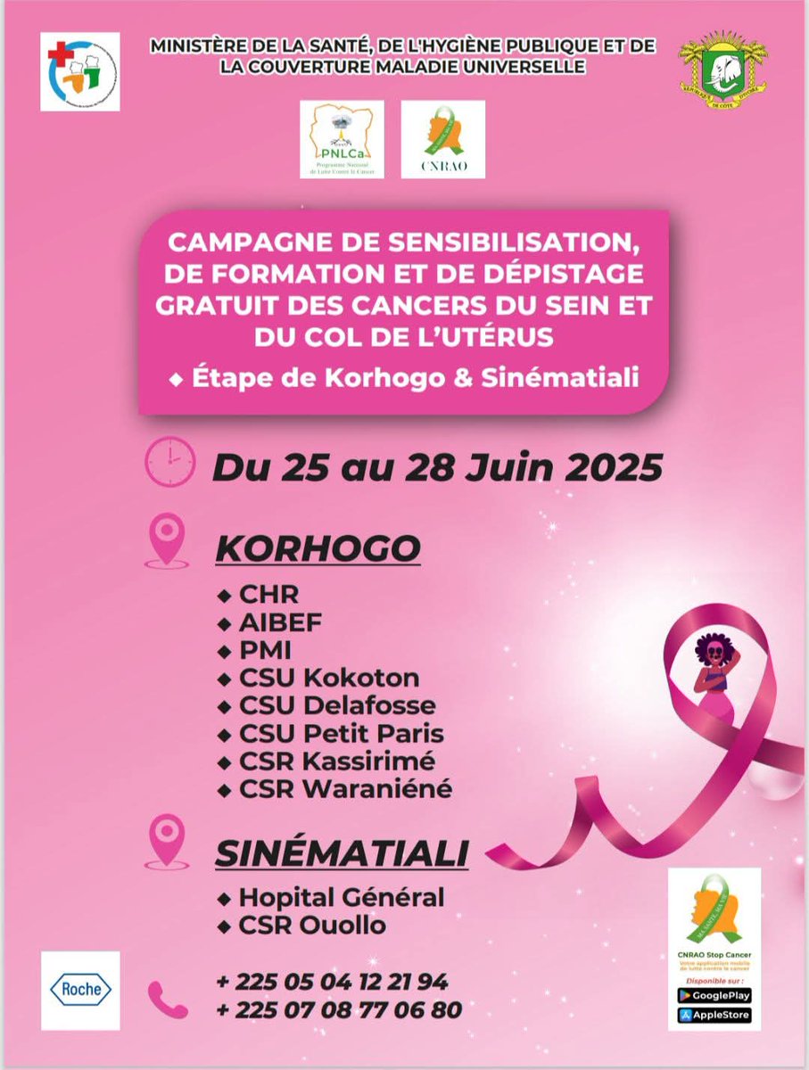 ✅ Campagne de formation, de sensibilisation et de dépistage  gratuit des cancers du sein et du Col de l'utérus.
 
 #luttecontrelecancer