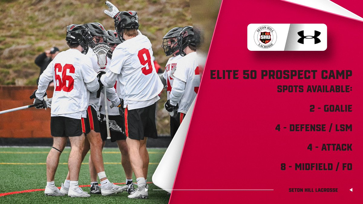 SetonHillLax's tweet photo. July 17th - Join us for our only Prospect Camp of the Year!

Spots are filling up. You won't want to miss THE BEST way to be seen &amp; work with our staff.

#Family | #BRG https://t.co/xs4DWaKxIj