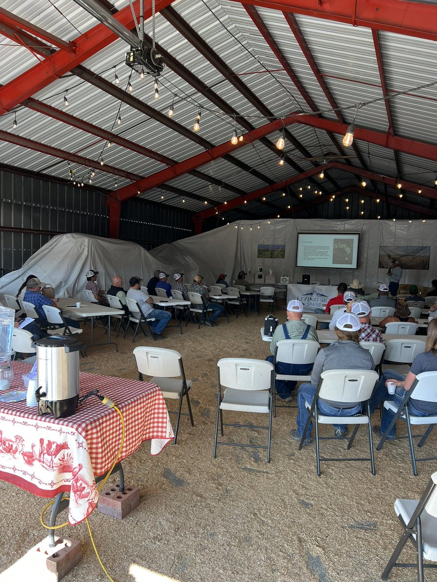 Great start to our field day at Living Sky Grains. <a href="/KWInsuranceMT/">KW Insurance Inc</a> is presenting on his experience on his Sunburst MT farm.