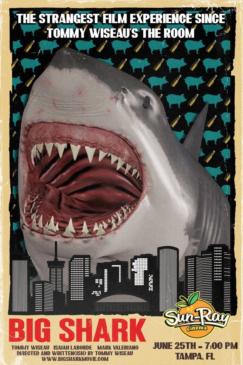 Tonight, #Tampa is getting swallowed up by Tommy Wiseau’s BIG SHARK. We’ll be at <a href="/sunraycine/">Sun-Ray Cinema</a> with our floaties and wanna see you there!