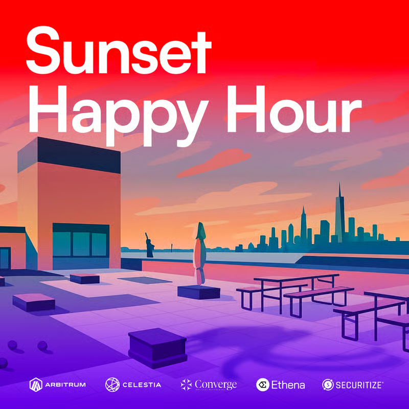 arbitrum's tweet photo. Join us today in NYC for a rooftop Sunset Happy Hour!

Meet builders from @convergeonchain, @CelestiaOrg, @Securitize, @ethena and connect with the Arbitrum community 

All welcome. RSVP below 👇

https://t.co/SgRphtxf2B https://t.co/1g0N84Qdsm