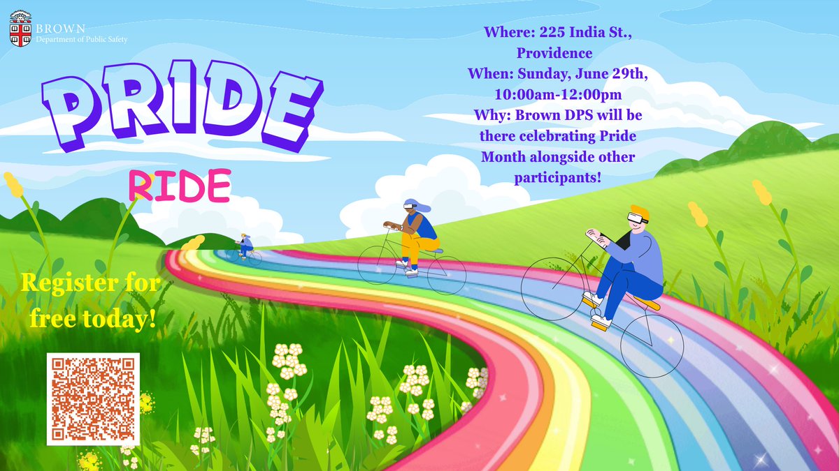 🌈🚲 Join Brown DPS for the Pride Ride this Sunday, 10am–12pm at India Point Park! Let’s celebrate love, unity, and community on two wheels. All are welcome! 🌟

👉 RSVP here: bit.ly/44mtIW9

#PrideRide #BrownDPS #RideWithPride #PrideMonth