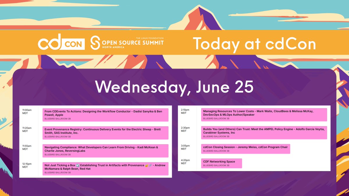 CDeliveryFdn's tweet image. 📆 [June 25] Today&apos;s #cdCon #OSSummit schedule!
hubs.la/Q03tzVM60