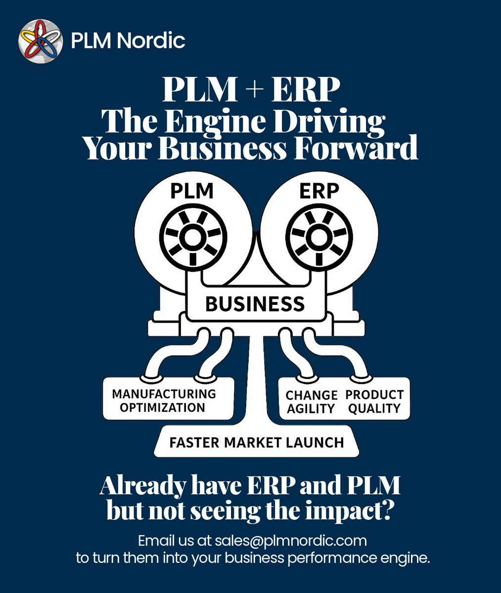 Shift your mindset: PLM isn’t just a tool—it’s your digital backbone.

Stop using it like a file cabinet. Start connecting design, production &amp; strategy.

Make it work with ERP to drive real business value.

📩 sales@plmnordic.com
#PLM #ERP #SmartManufacturing