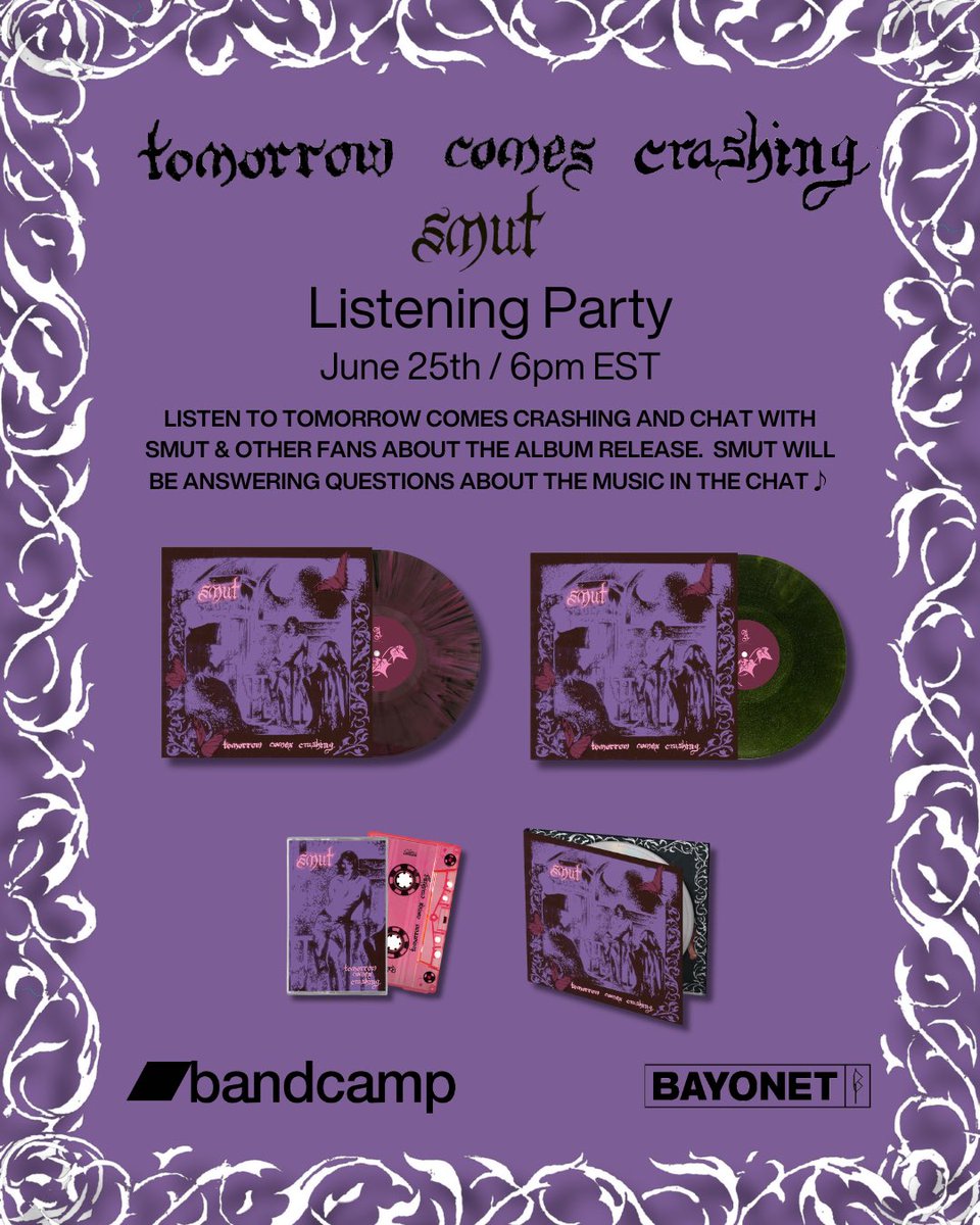 listen to ‘Tomorrow Comes Crashing’ first today at 6pm EST on <a href="/Bandcamp/">bandcamp</a> — rsvp here: smutonline.bandcamp.com/merch/tomorrow…