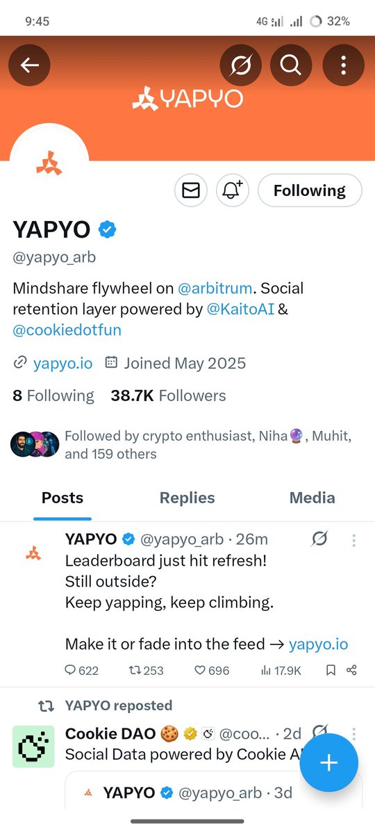 🚀 <a href="/yapyo_arb/">YAPYO</a> is climbing to the top because of non-stop yapping with YAPYO! 

 Let’s connect, reply now &amp; get a sure follow back! 
 Powered by <a href="/arbitrum/">Arbitrum</a> | Yappers Unite 

<a href="/shahrianazim6/">Nazim $MMT🐋💢</a> vii support me