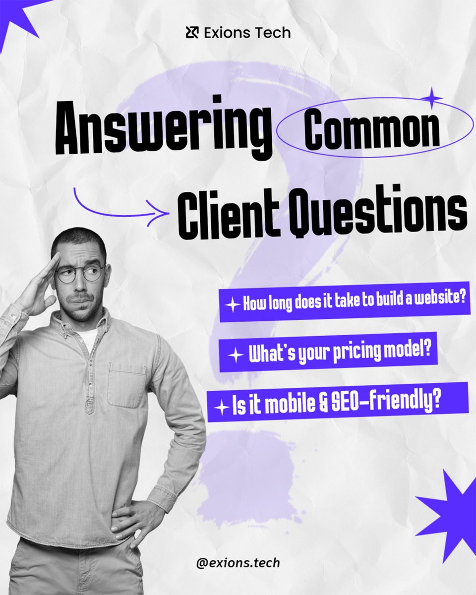 exionstech's tweet image. No jargon. No fluff. Just straight answers so you can make the right call.
💡 Web Dev | 💰 Transparent Pricing | 📈 SEO-Friendly
#ExionsTech #ClientQuestions #WebDevelopmentMadeEasy