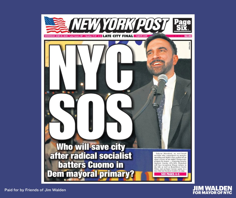Who will save our City?

Jim Walden! 

Follow along to learn more!
#NYCsos #saveourcity #ProtectNYC #IndependentforNYC