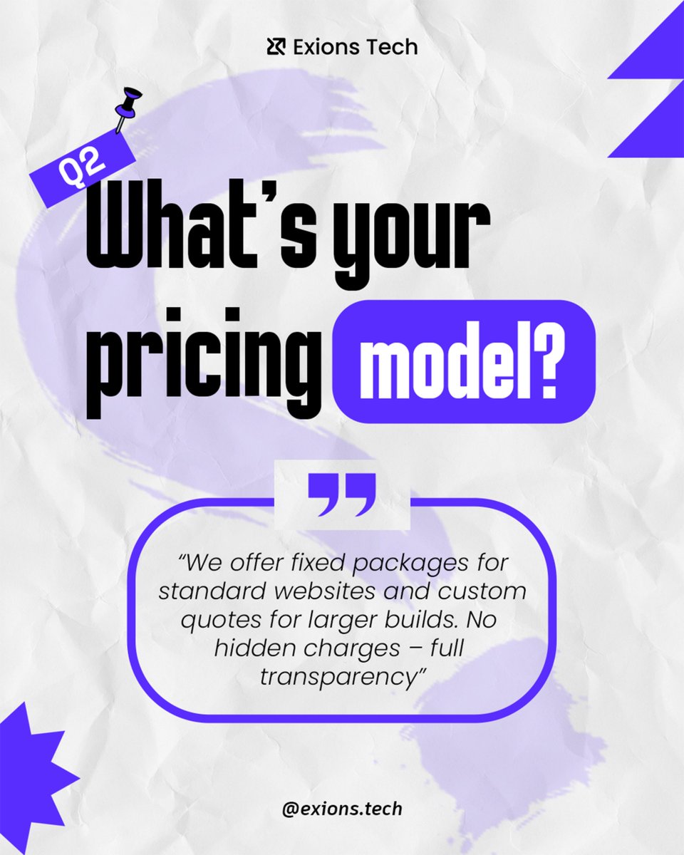 exionstech's tweet image. No jargon. No fluff. Just straight answers so you can make the right call.
💡 Web Dev | 💰 Transparent Pricing | 📈 SEO-Friendly
#ExionsTech #ClientQuestions #WebDevelopmentMadeEasy