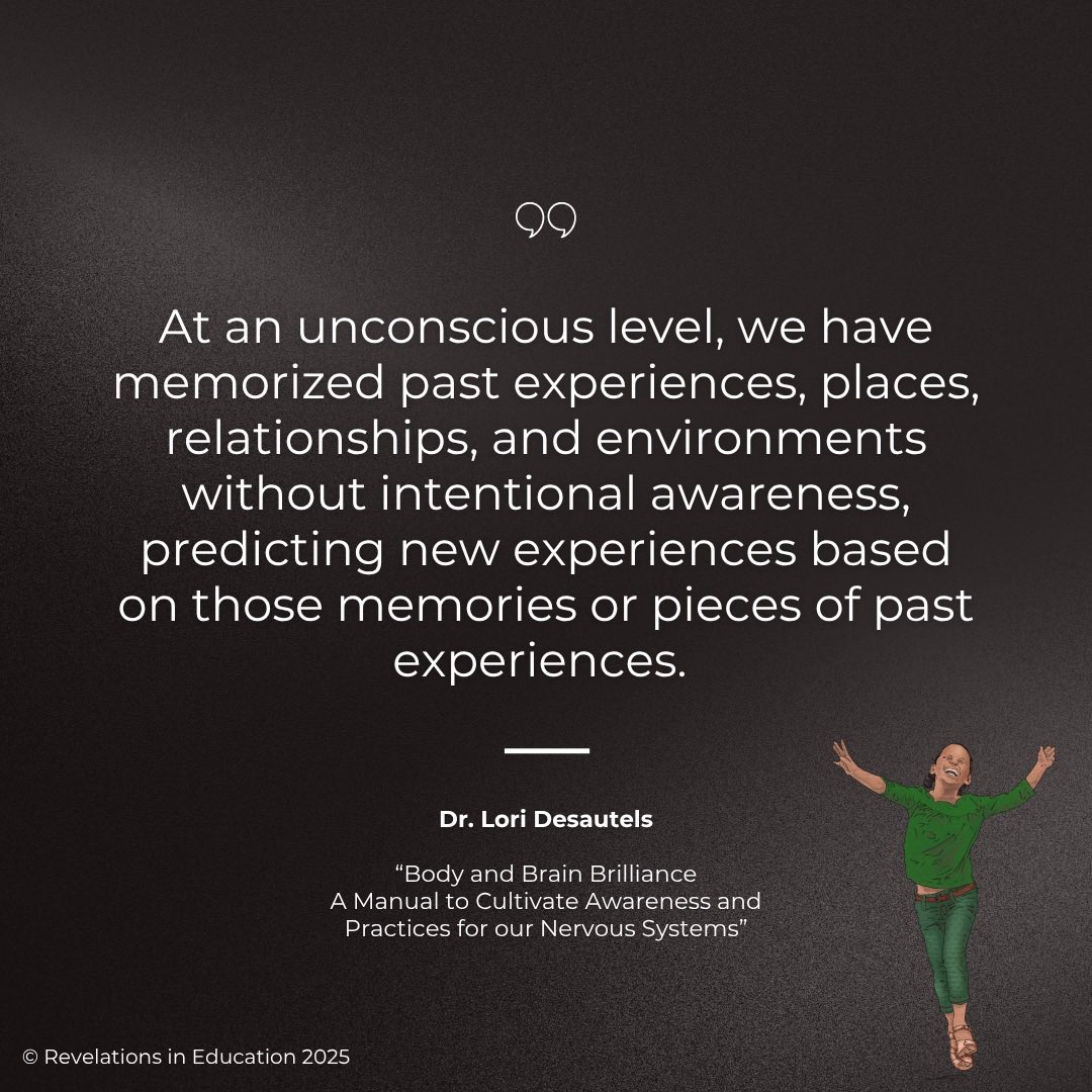 How our unconscious memory impacts how we respond to new experiences…. 

#brainandbodybrilliance #revelationsineducation #adults #students #childrenandyouth #regulation #coregulation #connection #appliededucationalneuroscience #nervoussystem #memory