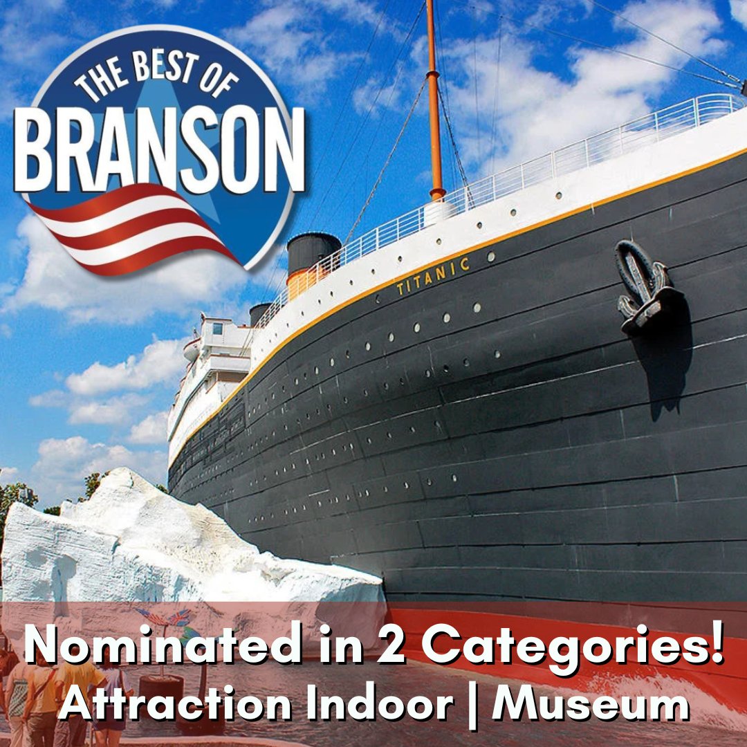 🚨 Big news from aboard Titanic Branson!
We’ve been nominated for Best of Branson 2025 in Indoor Attraction &amp; Museum!

🗳️ Cast your vote: hubs.la/Q03tyzLF0

Thank you for the support—let’s sail to the top! 🛳️

#TitanicBranson #BestOfBranson2025