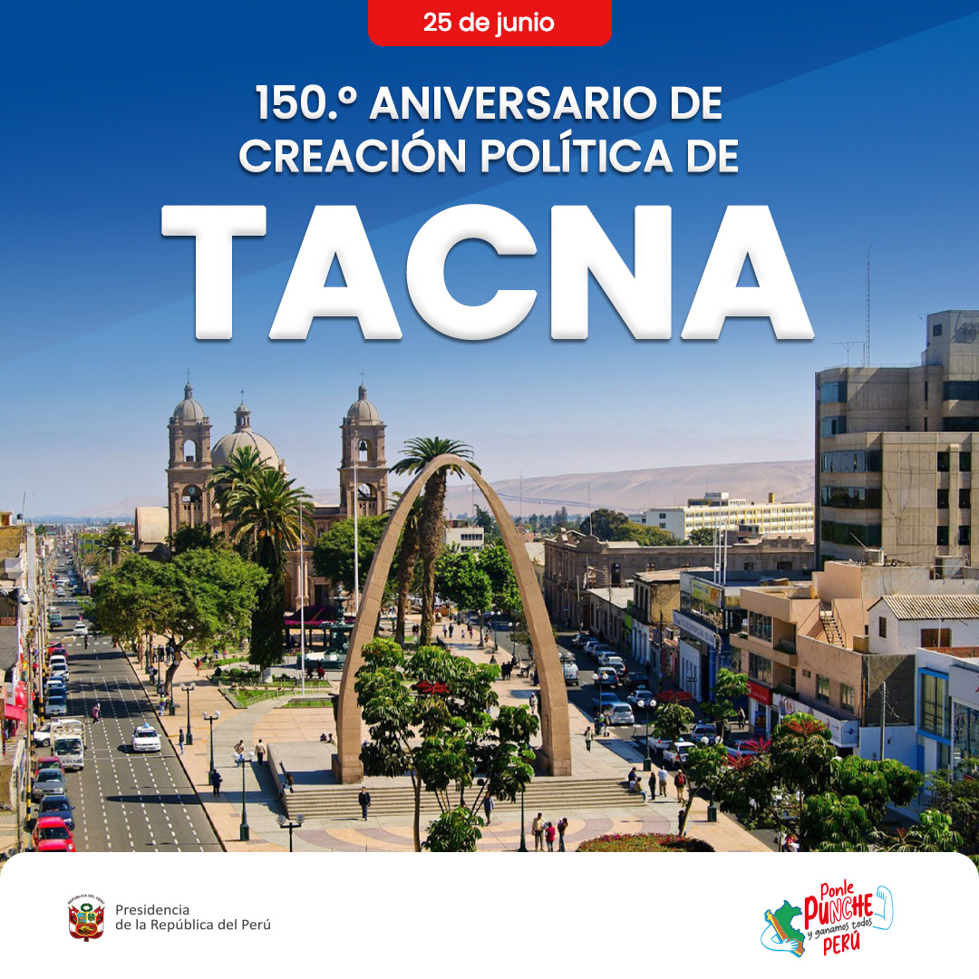 🇵🇪 Hace 150 años, #Tacna fue reconocida nuevamente como departamento, reafirmando su identidad, su historia y su vocación de resistencia. Hoy celebramos siglo y medio de memoria, cultura y amor profundo por el Perú. ¡Tacna sigue latiendo con fuerza en el corazón de todos los