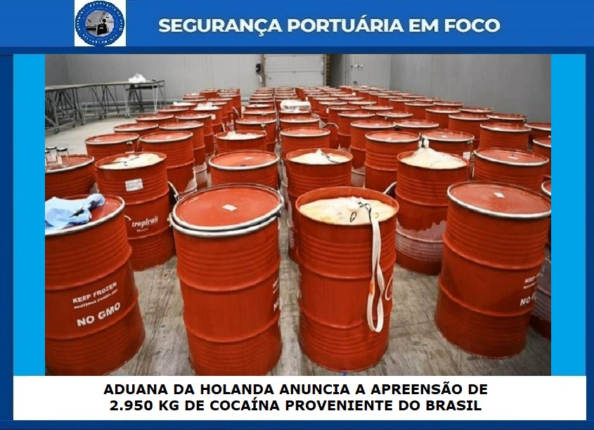 SEGPORTEMFOCO's tweet photo. ADUANA DA HOLANDA ANUNCIA A APREENSÃO DE 2.950 KG DE COCAÍNA PROVENIENTE DO BRASIL
A droga estava em três contêineres que continham cocaína dissolvida em líquido
#aduana #aduanas #douane #customs #harc #fiod #zeenhavenpolitie #openbaarministerie 

Link:
https://t.co/akdV848Ejq https://t.co/yV8HL86GMW