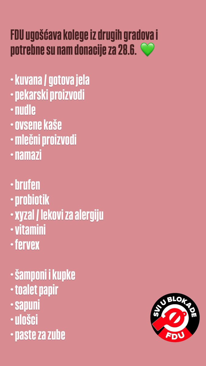 Krene kao jelovnik
Pa onda esecijalna lista lijekova
I na kraju
Spisak za afterparty