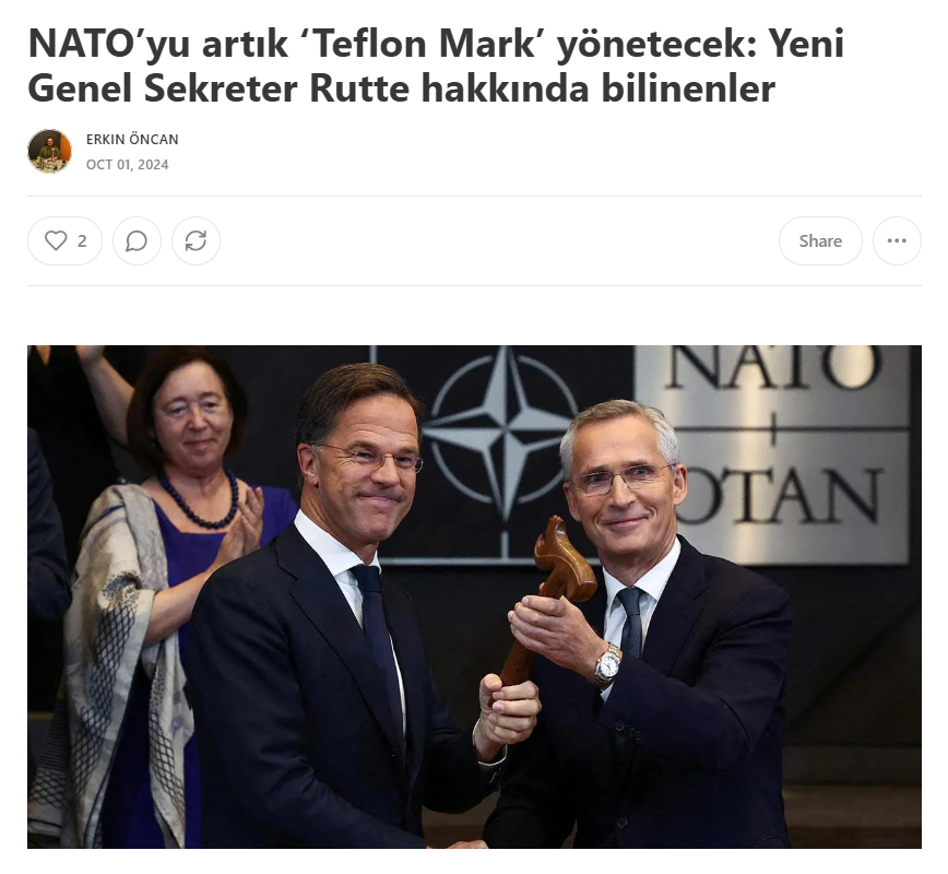 NATO Genel Sekreteri Mark Rutte, ABD Başkanı Trump'tan son olarak 'daddy' (babacık) diye bahsetti. 

Rutte'nin bu yaltaklanmaları yeni değil, kendisi NATO görevinden önce dahi, Avrupa'da öne çıkan Trump yardakçılarındandı. 

Rutte hakkında, göreve geldiği gün, Ekim 2024'te bir