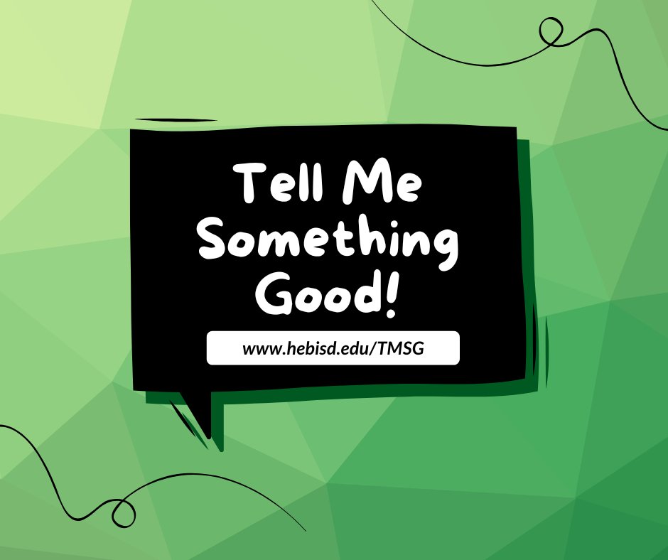 HEB ISD (@hebisd) on Twitter photo 🌞 Even with summer in full swing, great things are still happening across HEB ISD! 🌞
Do you have a feel‑good moment to share? We’d love to hear about the achievements and celebrations of our students and staff. Click the link to share the good news!
👉 hebisd.edu/TMSG 🌞 Even with summer in full swing, great things are still happening across HEB ISD! 🌞
Do you have a feel‑good moment to share? We’d love to hear about the achievements and celebrations of our students and staff. Click the link to share the good news!
👉 hebisd.edu/TMSG