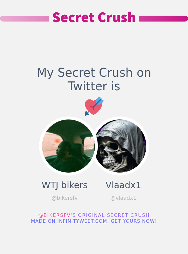 My Secret Crush on Twitter is <a href="/vlaadx1/">Vlaadx1</a>

➡️ infinityweet.com/secret-crush