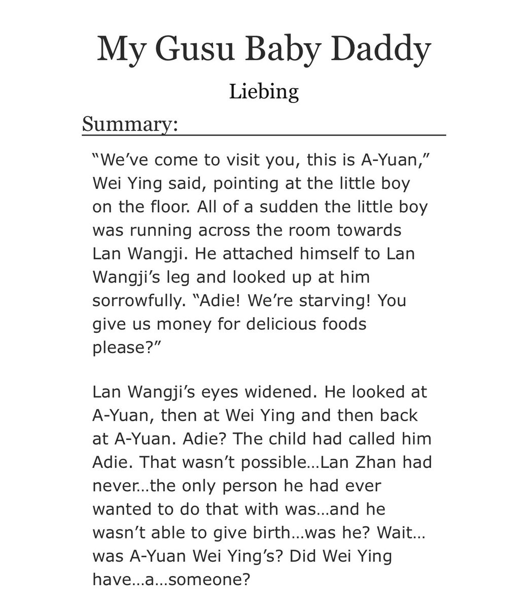 0Pink_Blossoms0's tweet photo. It is here! My new Wangxian fic! 

My Gusu Baby Daddy

One shot 
Teen and up 

Burial Mounds Wei Ying needs money so off he goes to Gusu to extort some cash out of Lan Zhan for ‘child support’ for their ‘son.’ Will Lan Zhan take responsibility? 

https://t.co/3g4BWoBZEi https://t.co/AVSdS2f5gQ