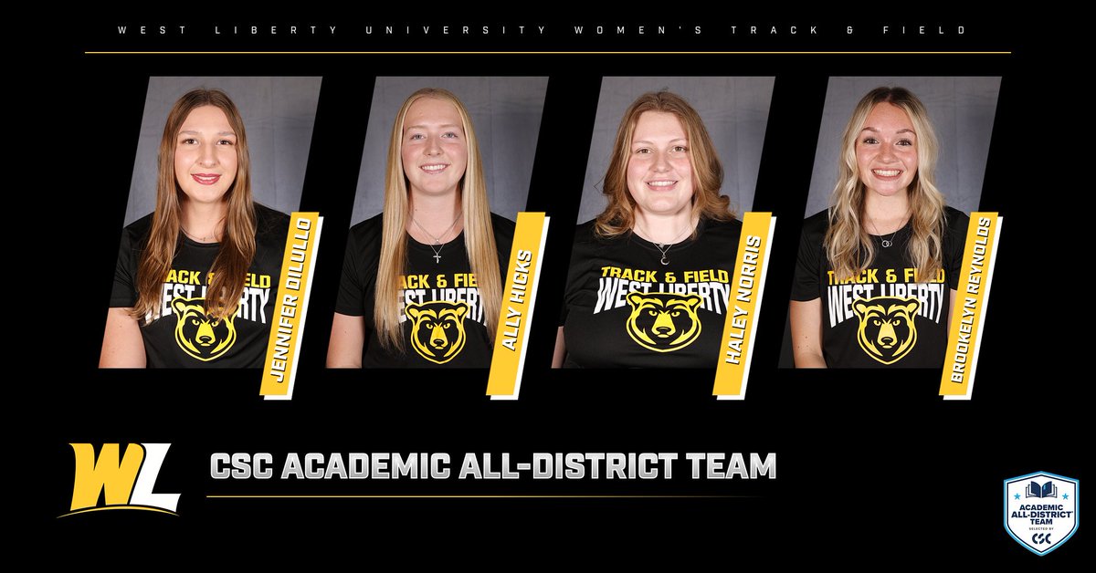 Congratulations to West Liberty University Women's Track &amp; Field athletes Jennifer DiLullo, Ally Hicks, Haley Norris and Brookelyn Reynolds who earned CSC Academic All-District Honors !!!

🔗 tinyurl.com/2evnp9e6

#GoWLU | #TopperNation