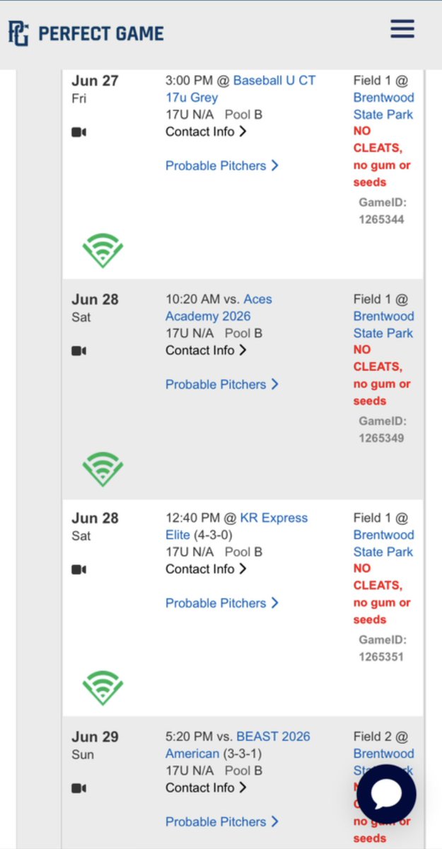 My schedule for this weekends 17U PG New England Elite Championship at Brentwood State Park. Excited to get on the field with my team.
<a href="/USG_Baseball/">Unleashed Sports Group</a>