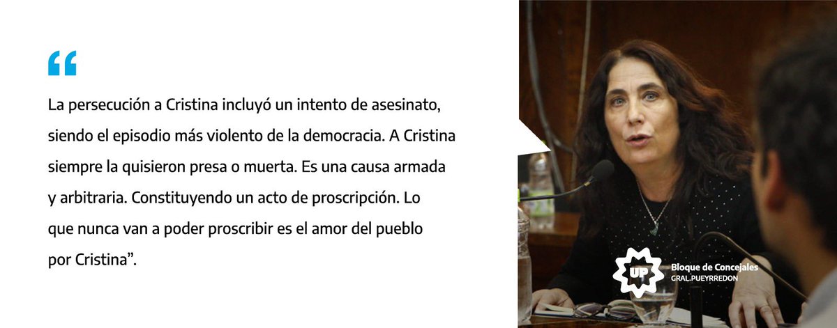 concejales_up's tweet photo. “A Cristina siempre la quisieron presa o muerta” •— @ValeriaLCrespo https://t.co/bK1pefqmdZ