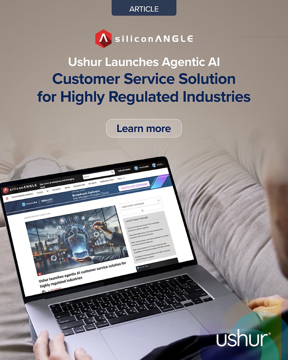 SiliconANGLE features Ushur Intelligence: our advanced #AIAgent platform for regulated sectors. Explore how Ushur’s agentic #AI redefines customer experience—delivering real outcomes with safety, compliance, and scalability. hubs.la/Q03tBVBB0 #AIAgent #AgenticAI #InsurTech