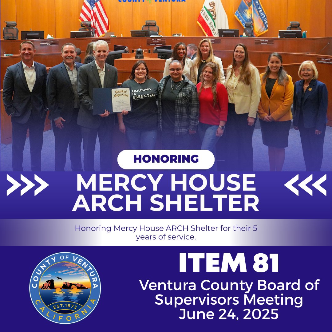 vcjaniceparvin's tweet image. At our June 24 Board meeting, we:
🌳 Proclaimed July as Parks & Rec Month
🏠 Honored Mercy House ARCH Shelter for 5 years of service
🏅 Recognized County employees with 25+ years of service
Watch here or in bio: youtube.com/watch?v=rVmSCQ…
#VenturaCounty #ParksAndRecMonth