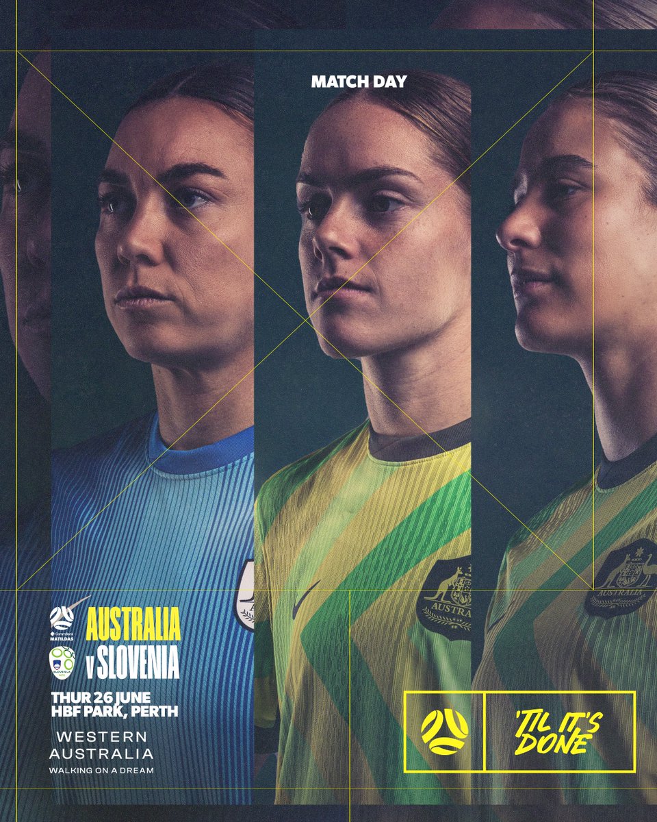 It’s matchday in Perth! 🙌

⚽: #AUSvSVN
⏰: 7.00pm AWST/9.00pm AEST
🏟: <a href="/hbfpark/">HBF Park</a> 
🎟️ Tickets: bit.ly/Matildastickets⁩
📺💻📱: LIVE on <a href="/10FootballAU/">10 Football</a>, <a href="/ParamountPlusAU/">Paramount+ Australia</a> &amp; 10Play
📻: ABC Radio via the ABC Listen App

#Matildas #WAtheDreamState <a href="/WestAustralia/">Western Australia</a>