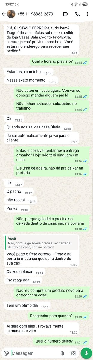 gustavorofer's tweet photo. A qualidade do serviço de entrega das @CasasBahia: https://t.co/coPIVzdNS6