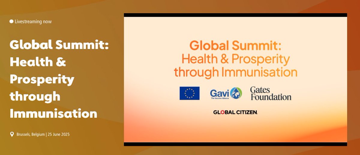 gavi's tweet image. Happening now!

The Global Summit: Health and Prosperity through Immunisation livestream.

Pledging partners are taking the stage—don’t miss the commitments that will shape global health through 2030.

📺 Watch live now: bit.ly/4k3zq55
#ForOurFuture