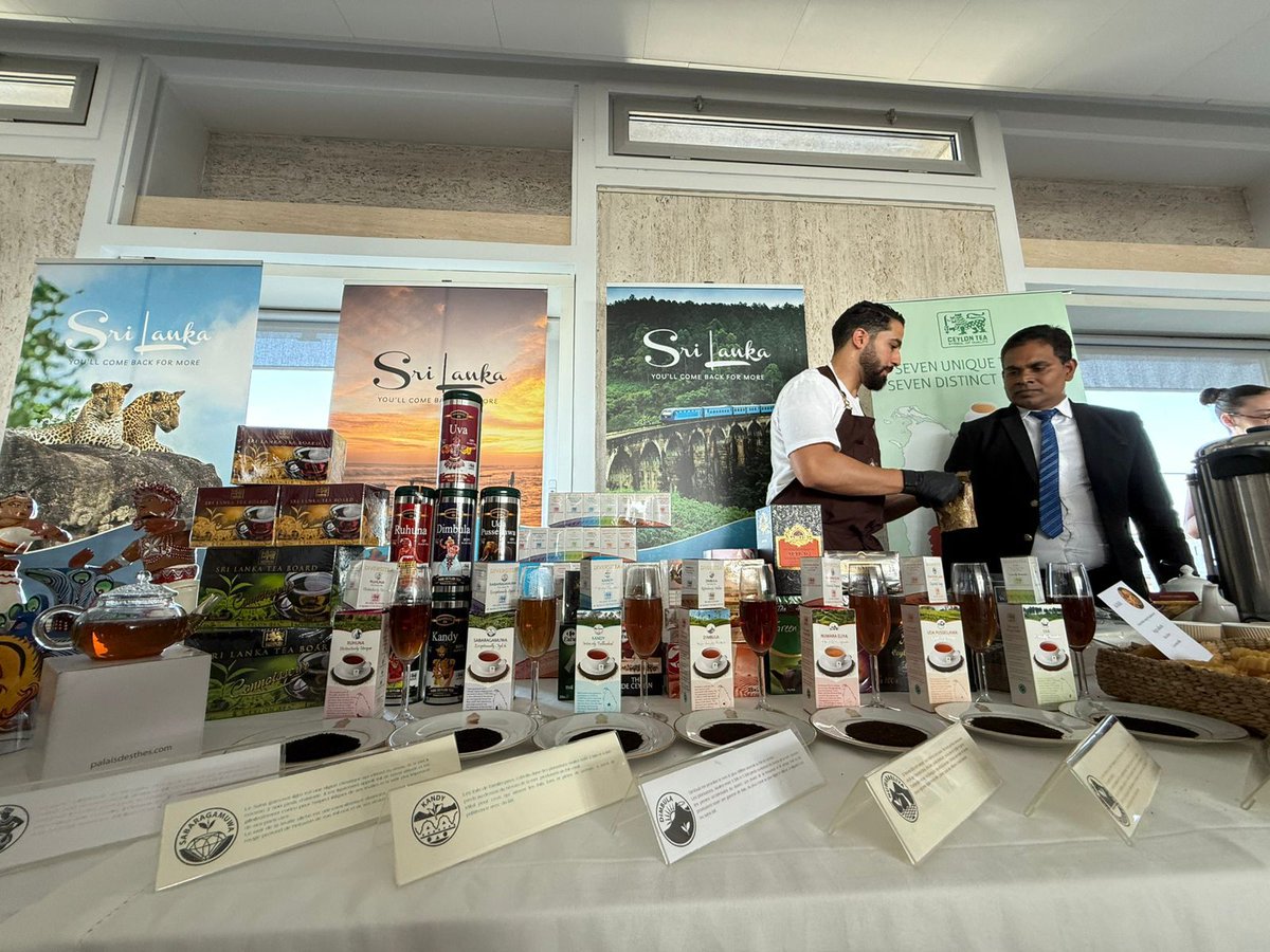 SLatUNESCO's tweet photo. Sri Lanka Celebrates Ceylon Tea Heritage at UNESCO’s International Tea Day 2025

#SriLanka showcased its world-renowned #CeylonTea brand at the International Tea Day held at the House of @UNESCO in Paris on Friday 20 June 2025.  This was Sri Lanka’s fourth consecutive year of participation at the event, with special emphasis placed this year on the rich heritage, sustainability, and premium quality of Ceylon tea, which is an integral part of the country’s identity.

The International Tea Day, organized by the UNESCO Community Association in collaboration with the Franco-Chinese Cultural and Artistic Exchange Centre, with the Permanent Delegations of Azerbaijan, Uzbekistan, Kazakhstan, Indonesia, Kenya, Sri Lanka, Vietnam, Mongolia, China, Sri Lanka, and several others featuring their distinctive teas as well tea drinking culture. Delegates of UNESCO, tea producers, experts and enthusiasts participated in the event highlighting the cultural ties, health benefits and the economic potential of tea.

The event was graced by the presence of the Ambassadors and Permanent Delegates to UNESCO and the Deputy Director-General of UNESCO Xing Qu.  The Deputy Director-General underscored the cultural significance of tea as a shared human legacy and a promoter of sustainable development.

Speaking on the occasion, the Ambassador and Permanent Delegate of Sri Lanka to UNESCO Manisha Gunasekera welcomed the opportunity to showcase the renowned Ceylon tea brand once again at UNESCO, along with other countries. She highlighted the cultural synergies connecting peoples across countries and regions through the art and aesthetic of tea drinking which is in effect a lifestyle.  She also referred to new trends in the sustainable production of teas in Sri Lanka, as well as the potential for Intangible Cultural Heritage of Ceylon Tea.

The Sri Lanka stand featured premium Sri Lankan tea brands including #BasilurTea, renowned for its exquisite blends and innovative presentation. This premium display highlighted the continuing evolution of Ceylon Tea in global markets, balancing tradition with quality and sustainability. The stand attracted strong attention from UNESCO delegates and tea lovers, who had the opportunity to savour the many distinctive flavours of Ceylon tea.

A videos presentation at the Sri Lanka stand took the visitors on a captivating journey through Sri Lanka’s picturesque tea estates and tea trails. It showcased the process of tea cultivation and the artful techniques involved in tea preparation.

@ManiGunasekera @SLinFrance @SLTeaBoard @basilur_global