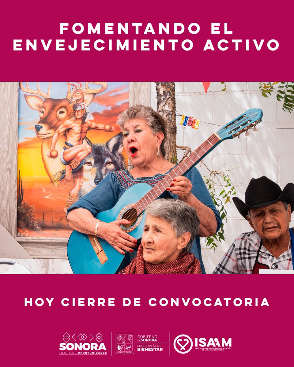 SonoraBienestar's tweet photo. 😃 Participa en el programa Fomentando el Envejecimiento Activo de #ISAAM ⏳ ¡Hoy último día para inscribirte!
🔎 Consulta las bases y descarga el registro en https://t.co/bU8TPjprUh
📲 envíalo al correo envejecimientoactivo.sonora@gmail.com
#TierraDeOportunidades 👵🏼👴🏼 https://t.co/xc2exMWVHC