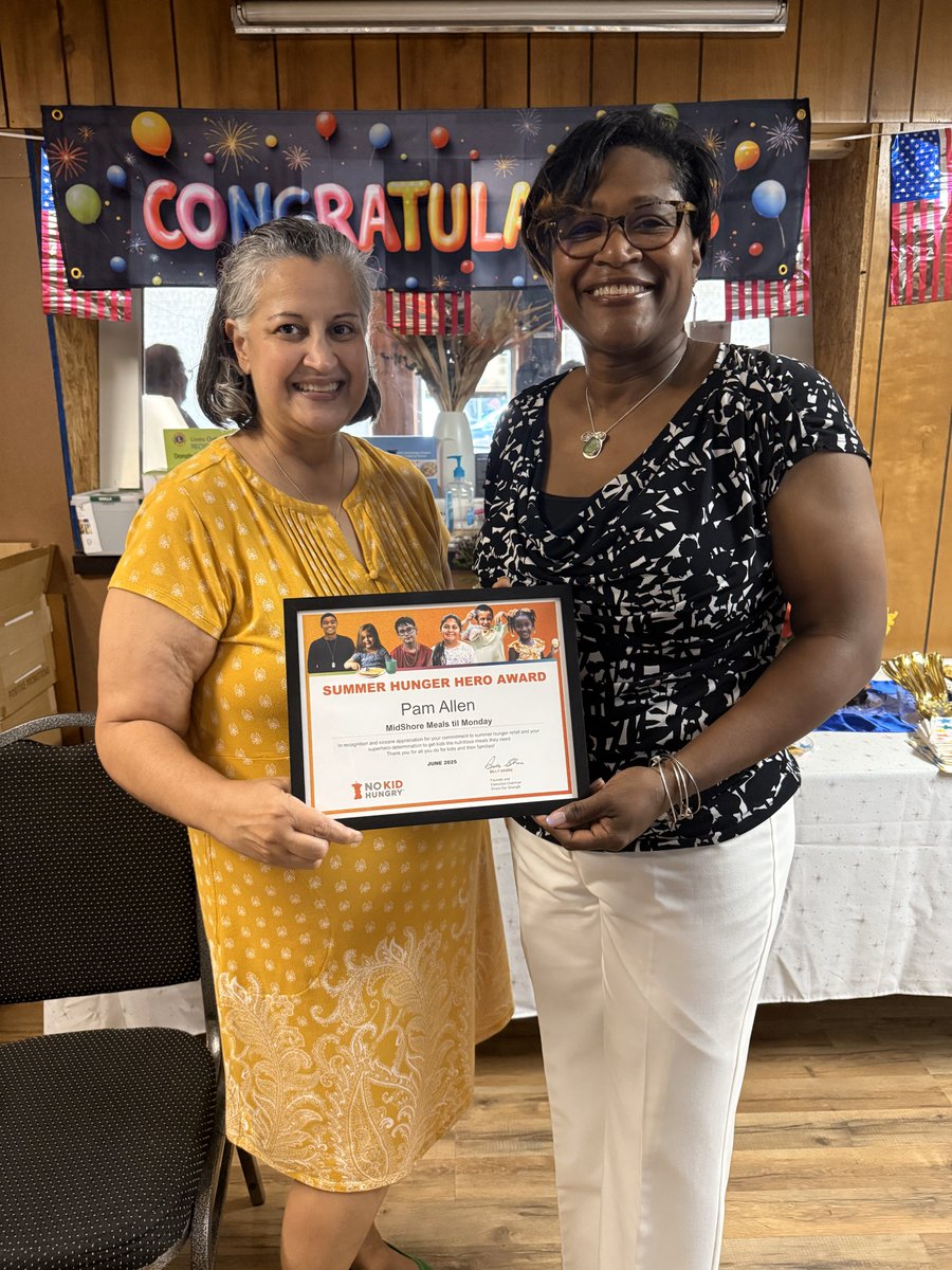 We are proud and excited to announce Pam Allen of Midshore Meals 'til Monday has been chosen as a national <a href="/nokidhungry/">No Kid Hungry</a> Summer Meals Hero! So well deserved. Thank you for all you do, Pam!