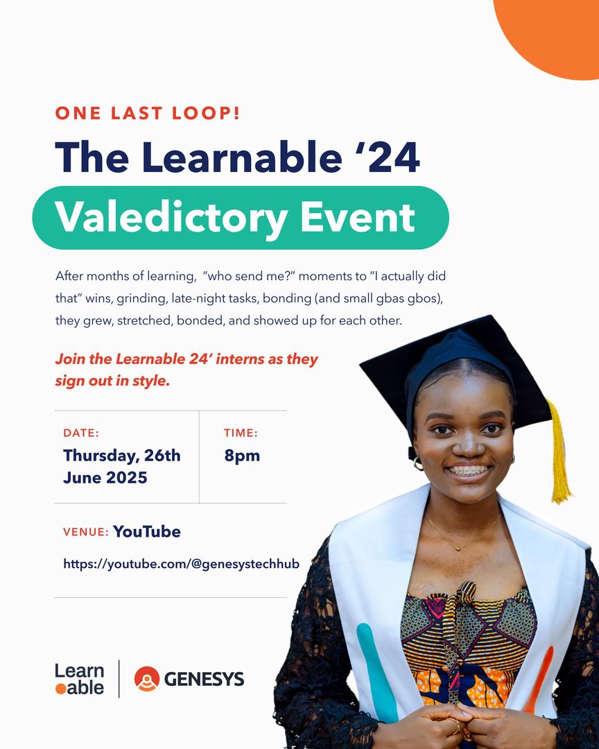 Zinny_Edmund's tweet photo. From โwho send me?โ to โI actually did that!โ ๐
Tomorrow, we sign out in style!
Catch the Learnable โ24 Valedictory Event live. ๐งก
#Learnable24 #Valedictory #TechJourney #GrowthMode
@_tappiii @_learnable https://t.co/dzXAIx0uHo
